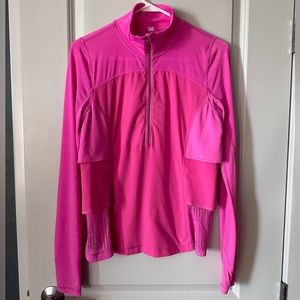 Lululemon Sun Runner Pink Ruffle Quarter Zip size 8